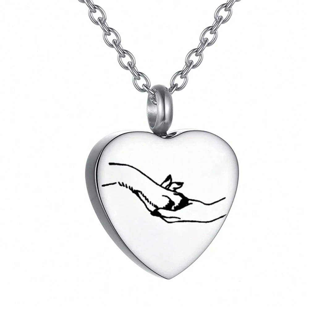 Heart Pet Ashes Necklace - Cremation Jewelry Keepsake Sympathy Gift for Loss of Dog, Cat Urn Necklaces