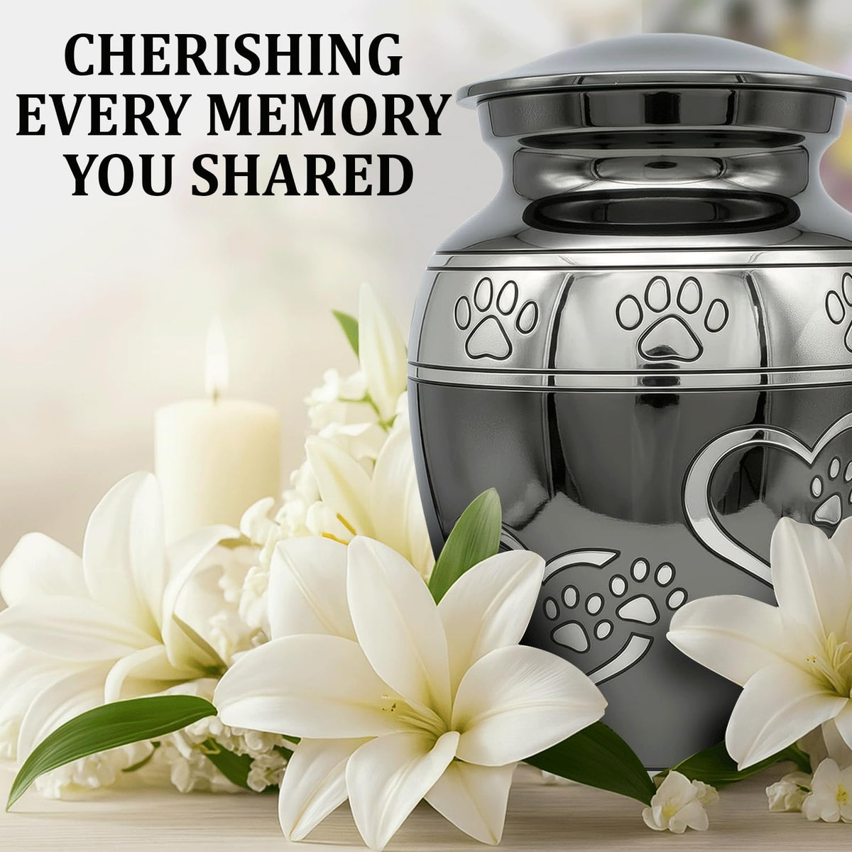 Pet Urns for Dogs Ashes – Medium Pet Cremation Urn with Paw Print, Holds Ashes up to 55Lbs, Elegant Slate Gray Memorial Urn for Dogs & Cats