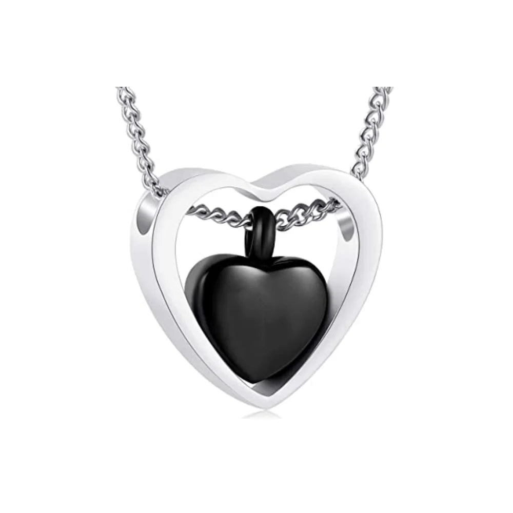 Cremation Jewelry Double Heart Ashes Necklace 4 Colors Ashes Pendant Keepsake Waterproof Ashes Holder Jewelry-Custom Engraving