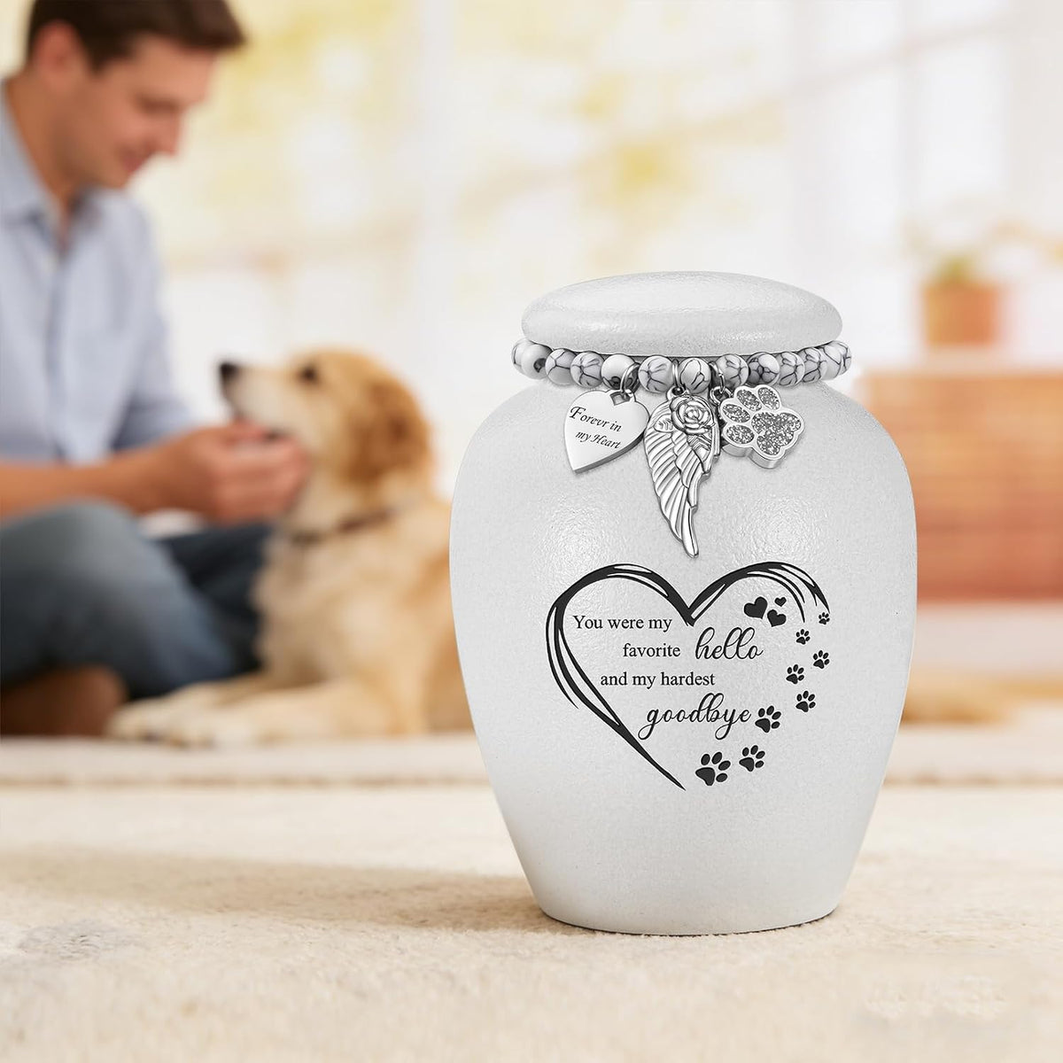 Pet Urn for Dogs Cats 4.8 Inch Small Urn for Pet Ashes Cremation Keepsake Urns Ceramic Mini Urns for Ashes Pet Memorial Sympathy Gifts for Loss of Pets Dog Urns Cat Urns