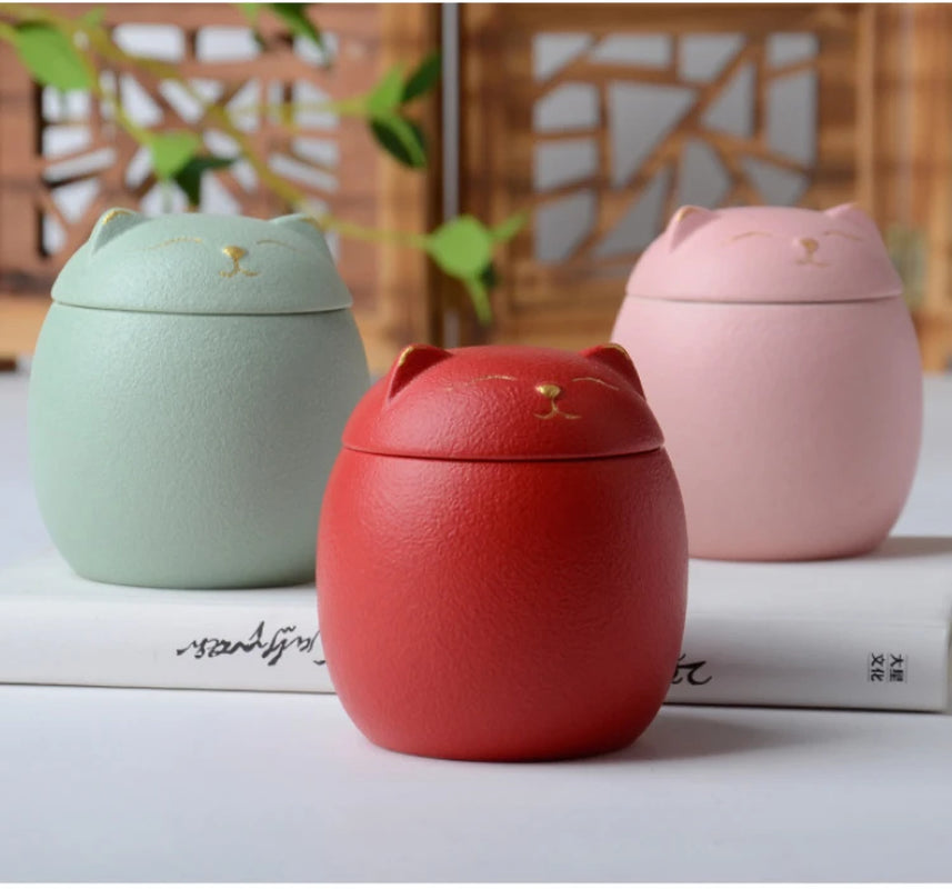Soft Sprout Urn for Pet Ashes- Cat Shape Memorial Cremation Urns-Handcrafted Black Decorative Urns for Funeral Cat Urn Dog Urn