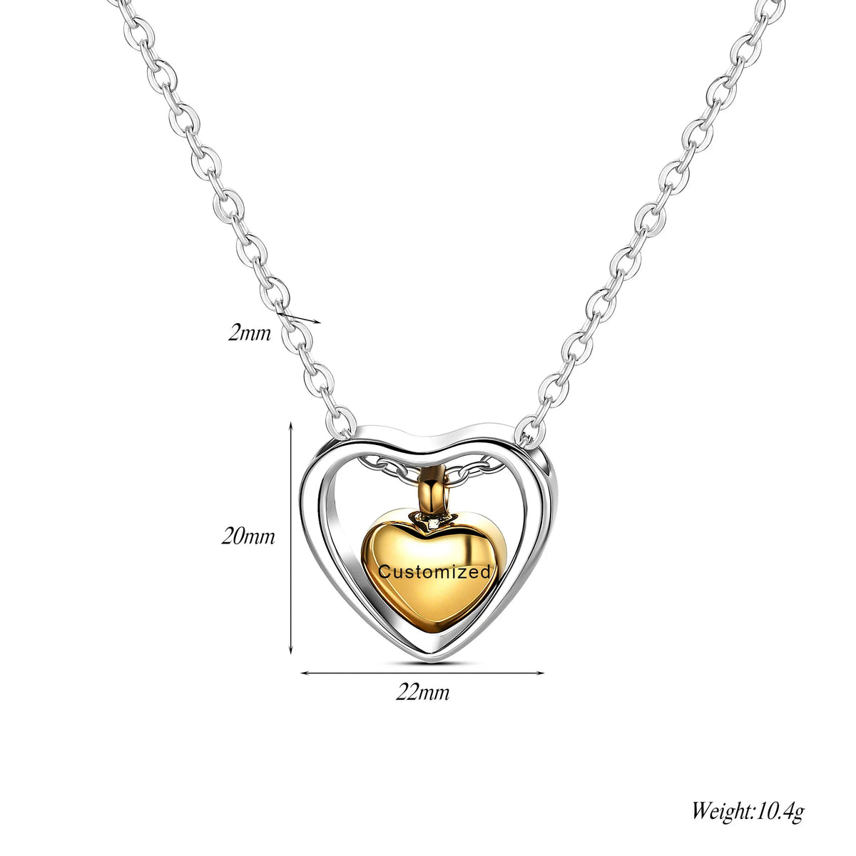 Stainless Steel Double Heart Cremation Urn Necklace Funnel Fill Kit Keepsake Memorial Ashes 3 Colors