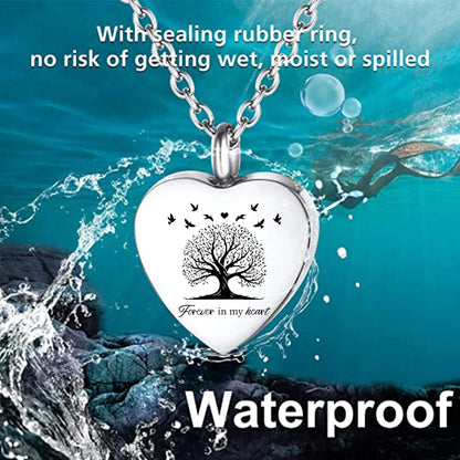 Tree of Life Urn Necklace for Men Women Heart Cremation Jewelry for Ashes of Loved Ones Keepsake Memorial Urn Locket