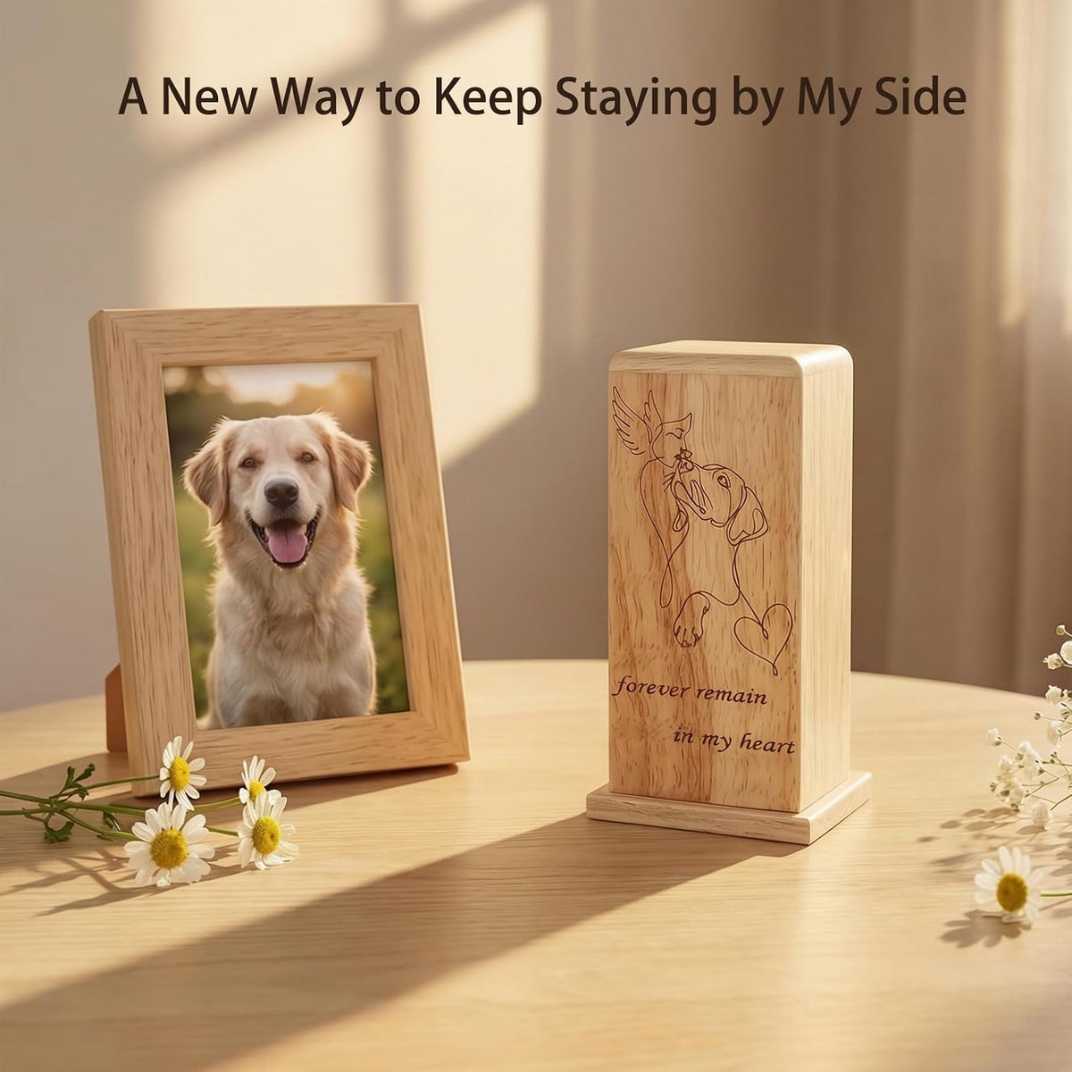 Mini Wooden Memorial Box, Small Keepsake Urn for Dog Ashes