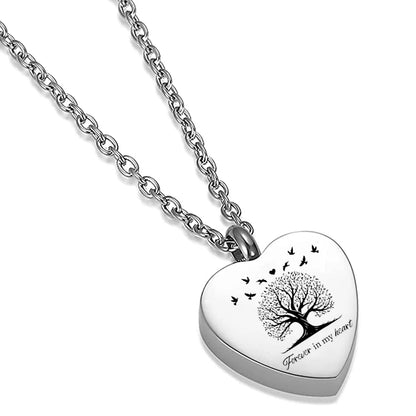 Tree of Life Urn Necklace for Men Women Heart Cremation Jewelry for Ashes of Loved Ones Keepsake Memorial Urn Locket