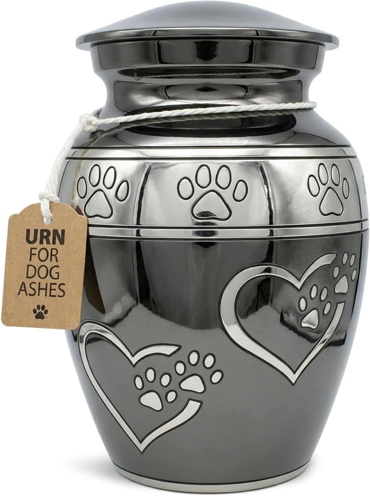 Pet Urns for Dogs Ashes – Medium Pet Cremation Urn with Paw Print, Holds Ashes up to 55Lbs, Elegant Slate Gray Memorial Urn for Dogs & Cats