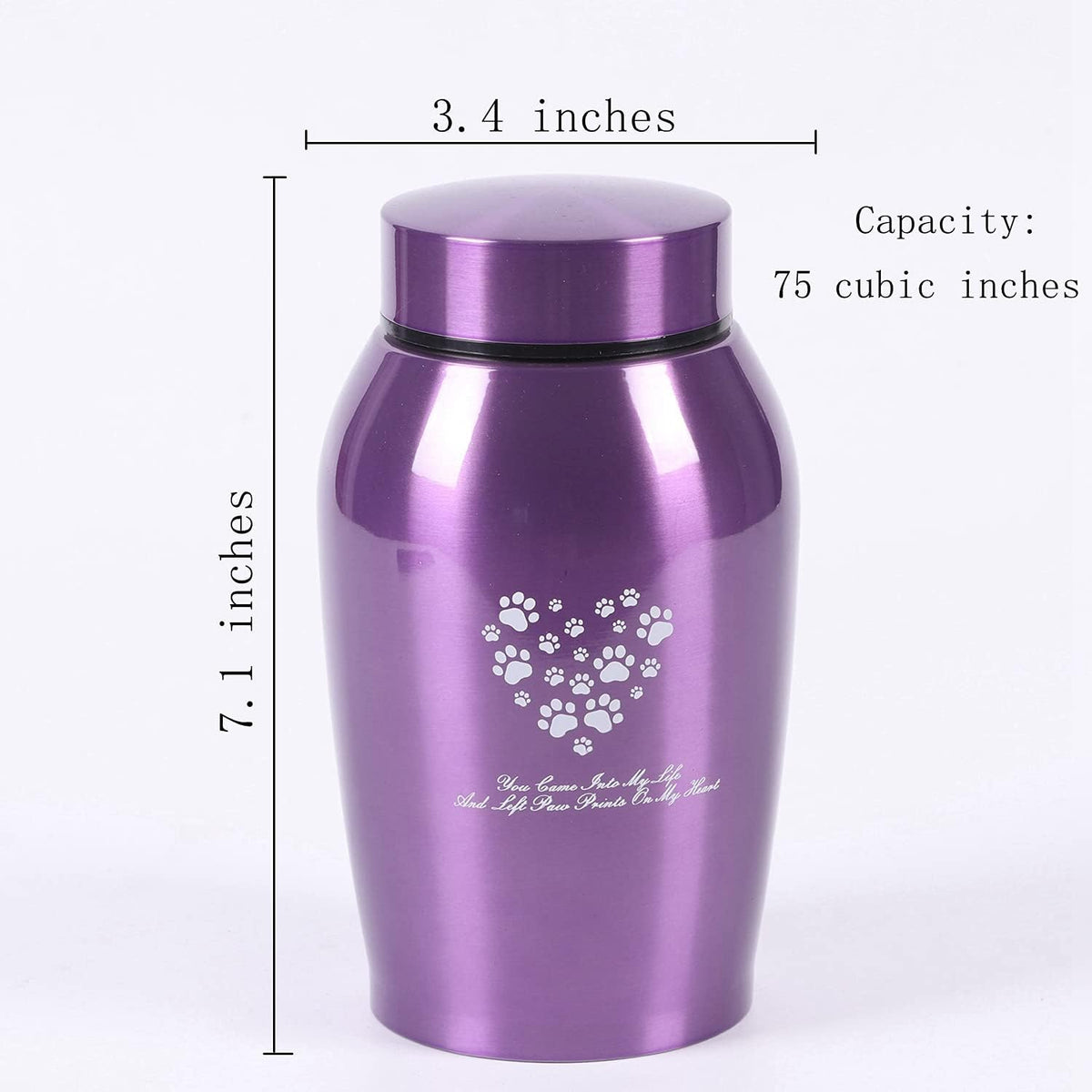 Stainlee Steel Pet Urns,Paws Engraved Dog Urn for Ashes,Cat Creamtion Urn for Ashes,Pet Urn for Large Dog
