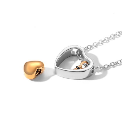 Stainless Steel Double Heart Cremation Urn Necklace Funnel Fill Kit Keepsake Memorial Ashes 3 Colors