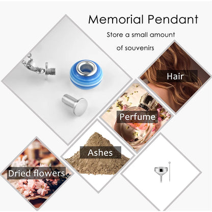Urn Necklace for Ashes Cremation Jewelry round Blue Striped Pendant Ashes Pendant Necklace Memorial Jewelry Gifts for Women Men