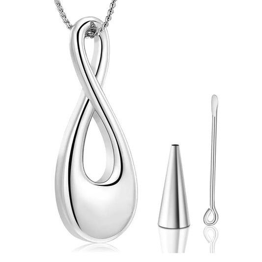 Infinity Memorial Stainless Steel Necklace for Human/Pet Urn Ashes Love Cremation Pendant Jewelry