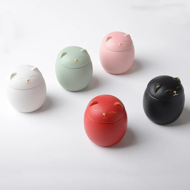 Soft Sprout Urn for Pet Ashes- Cat Shape Memorial Cremation Urns-Handcrafted Black Decorative Urns for Funeral Cat Urn Dog Urn