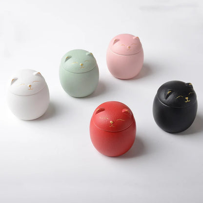 Soft Sprout Urn for Pet Ashes- Cat Shape Memorial Cremation Urns-Handcrafted Black Decorative Urns for Funeral Cat Urn Dog Urn