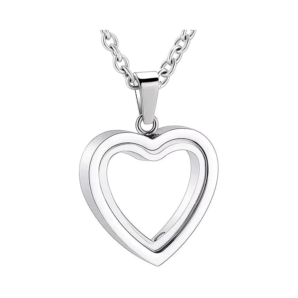 Glass Cremation Jewelry Necklace for Ashes Heart Memorial Lockets for Ashes Stainless Steel Keepsake Urn Ashes Pendants