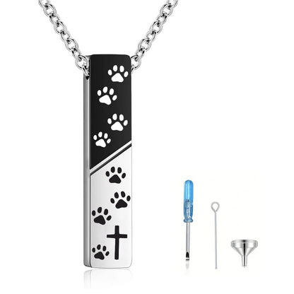  Dog Urn Necklaces for Ashes Paw Cube Cremation Dog Paw Stainless Steel Pet Ashes Pendant for Puppy Pet Memorial Keepsake Jewel