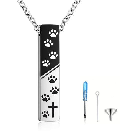  Dog Urn Necklaces for Ashes Paw Cube Cremation Dog Paw Stainless Steel Pet Ashes Pendant for Puppy Pet Memorial Keepsake Jewel