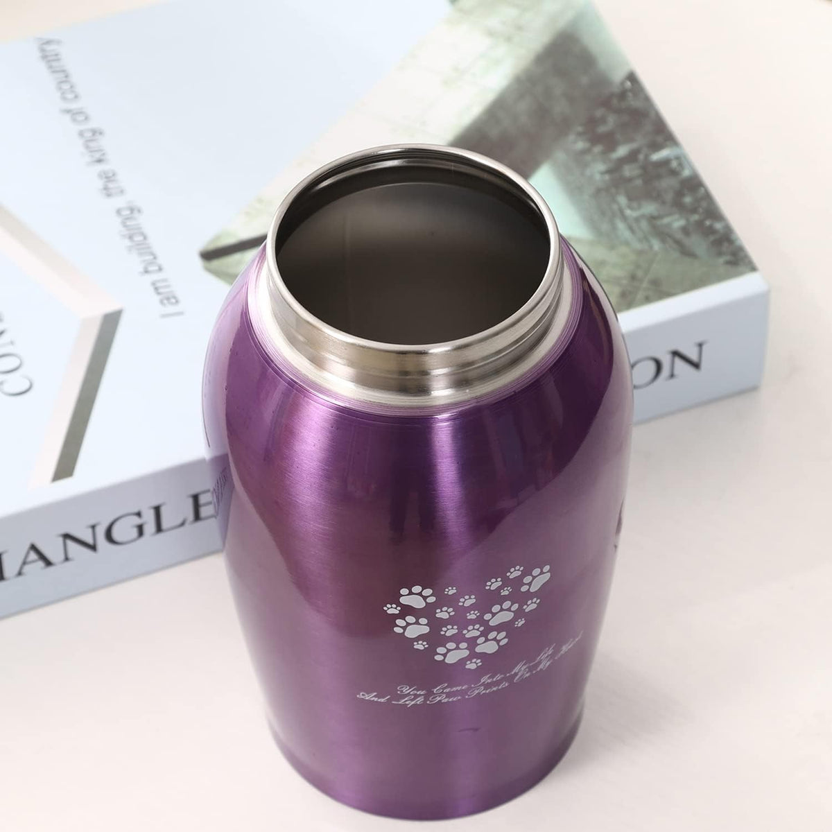 Stainlee Steel Pet Urns,Paws Engraved Dog Urn for Ashes,Cat Creamtion Urn for Ashes,Pet Urn for Large Dog