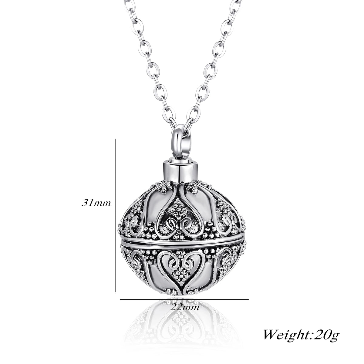 Retro Ball Cremation Ashes Necklace Jewelry Memorial Keepsake Ashes Urn Pendant