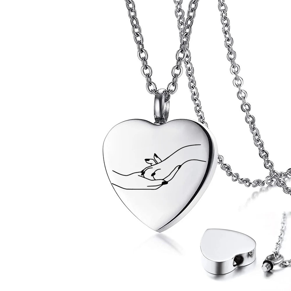 Heart Pet Ashes Necklace - Cremation Jewelry Keepsake Sympathy Gift for Loss of Dog, Cat Urn Necklaces