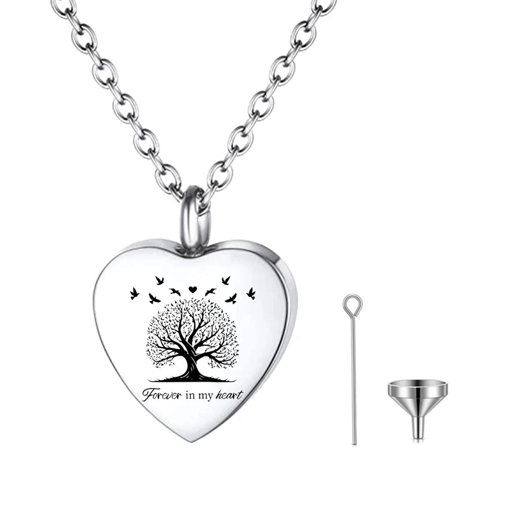 Tree of Life Urn Necklace for Men Women Heart Cremation Jewelry for Ashes of Loved Ones Keepsake Memorial Urn Locket