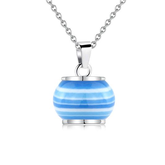 Urn Necklace for Ashes Cremation Jewelry round Blue Striped Pendant Ashes Pendant Necklace Memorial Jewelry Gifts for Women Men