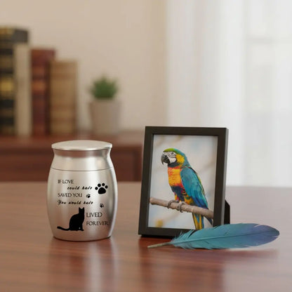 Waterproof Mini Pet Memorials Urn Dustproof Paw Print Pet Ash Holder Aluminium Alloy Sealed Cat Cremation Urn Funeral Supplies
