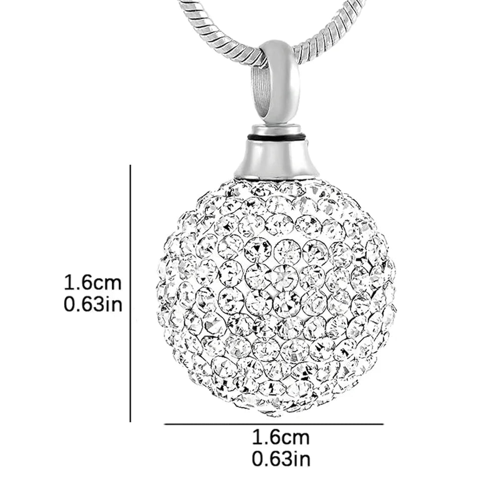 Crystal Ball Urn Necklace for Ashes Stainless Steel Crystal Keepsake Memorial Cremation Jewelry for Ashes Pendant Locket