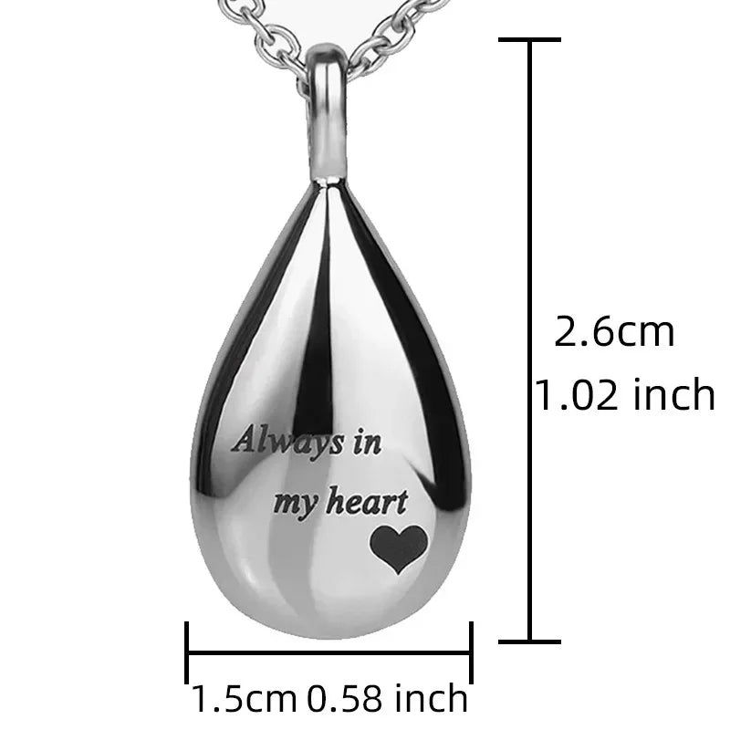 New Pet Urn Pendant Stainless Steel Teardrop Jewelry Cat Dog Mourning Supplies Bottle Keepsake Necklace Memorial Pet Products