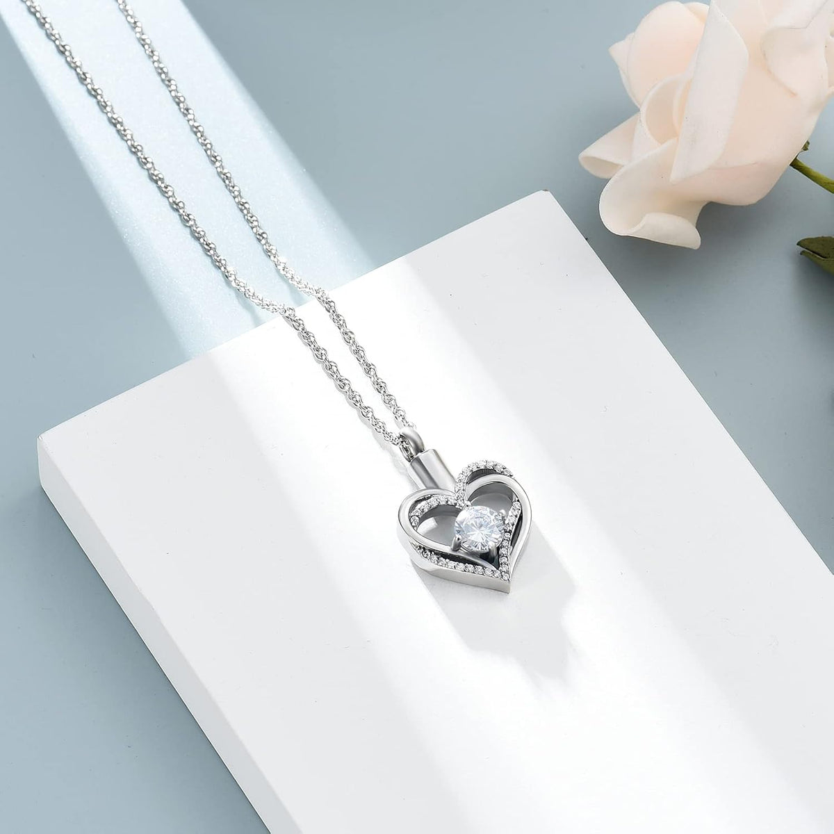 Cremation Jewelry Heart Urn Necklace for Ashes of Loved One