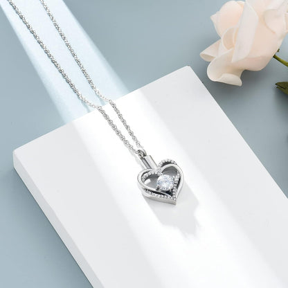 Cremation Jewelry Heart Urn Necklace for Ashes of Loved One