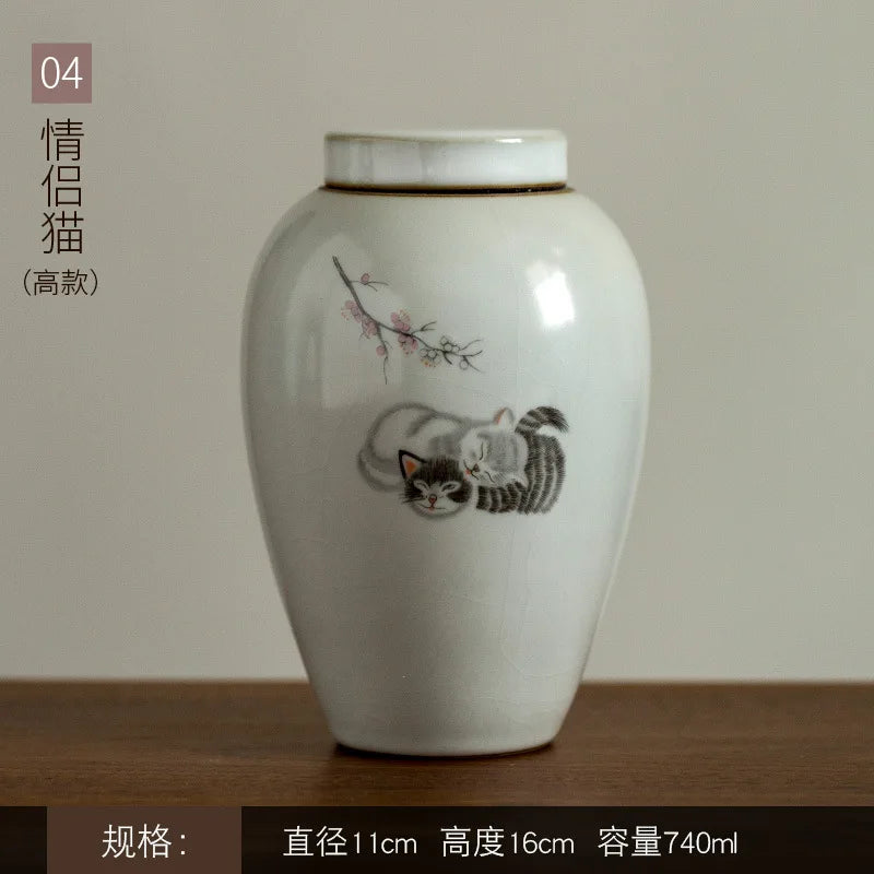 Pet Urn Lovely Delicate Moisture-Proof Teeth Beard Memorial Collection Cat Dog Urn with Scriptures Container for Pet Ashes