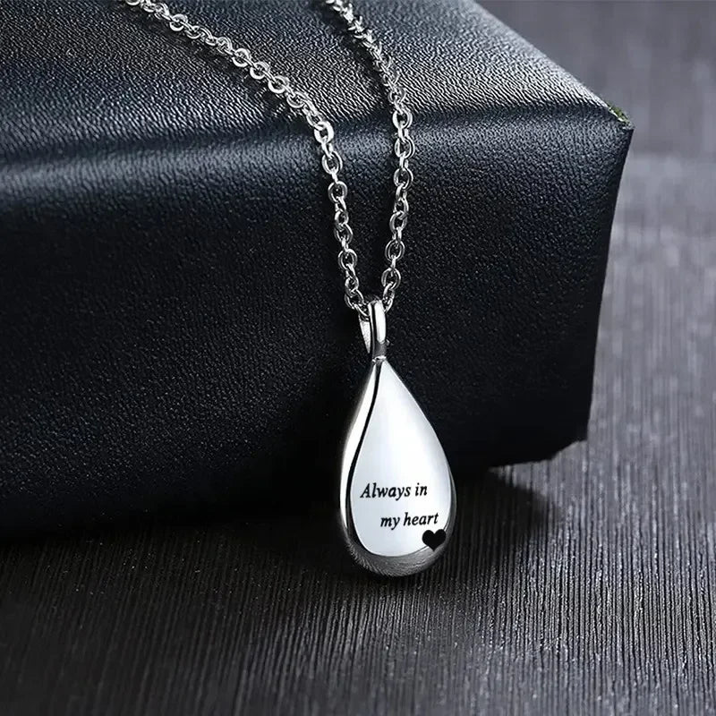 New Pet Urn Pendant Stainless Steel Teardrop Jewelry Cat Dog Mourning Supplies Bottle Keepsake Necklace Memorial Pet Products