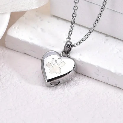 Pet Ashes Heart Cremation Jewelry Urn Necklace for Ashes for Women Men, Paw Print Memorial Pendant Ash Jewelry