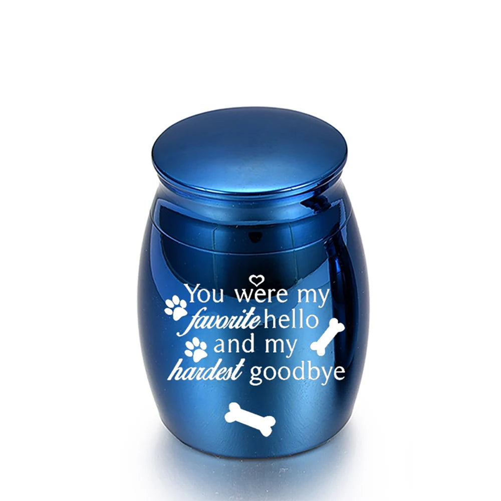 Pet Memorial Small Urns for Dog Ashes, 1.57 Inches Mini Aluminium Alloy Cremation Urn, Pet Paw Print Keepsake Urn for Ashes