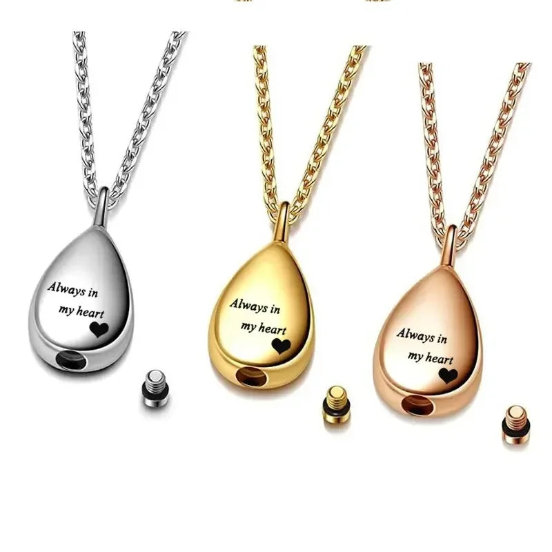 New Pet Urn Pendant Stainless Steel Teardrop Jewelry Cat Dog Mourning Supplies Bottle Keepsake Necklace Memorial Pet Products
