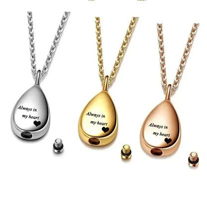 New Pet Urn Pendant Stainless Steel Teardrop Jewelry Cat Dog Mourning Supplies Bottle Keepsake Necklace Memorial Pet Products