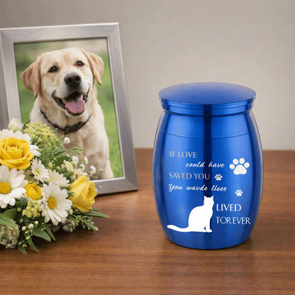 Waterproof Mini Pet Memorials Urn Dustproof Paw Print Pet Ash Holder Aluminium Alloy Sealed Cat Cremation Urn Funeral Supplies