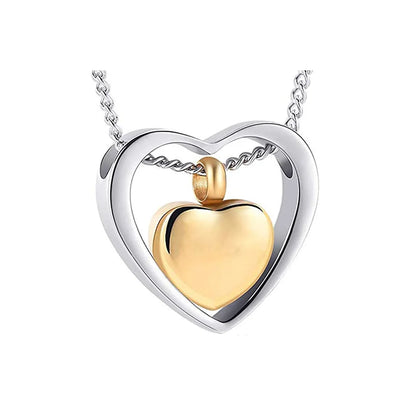 Cremation Jewelry Double Heart Ashes Necklace 4 Colors Ashes Pendant Keepsake Waterproof Ashes Holder Jewelry-Custom Engraving