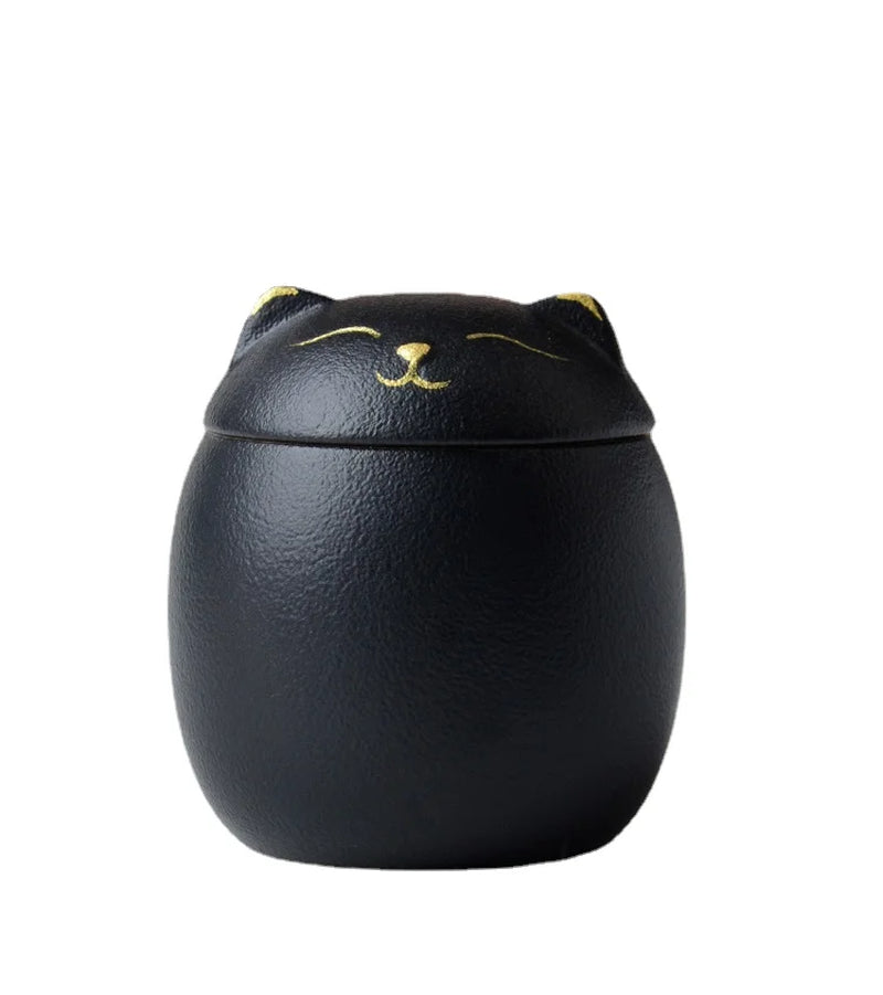 Soft Sprout Urn for Pet Ashes- Cat Shape Memorial Cremation Urns-Handcrafted Black Decorative Urns for Funeral Cat Urn Dog Urn