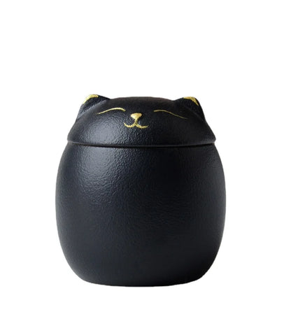 Soft Sprout Urn for Pet Ashes- Cat Shape Memorial Cremation Urns-Handcrafted Black Decorative Urns for Funeral Cat Urn Dog Urn