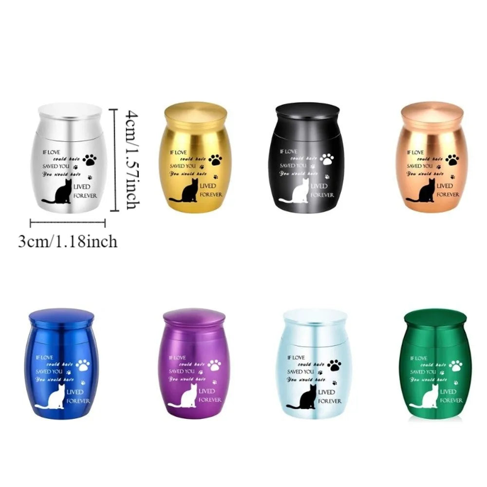 Waterproof Mini Pet Memorials Urn Dustproof Paw Print Pet Ash Holder Aluminium Alloy Sealed Cat Cremation Urn Funeral Supplies