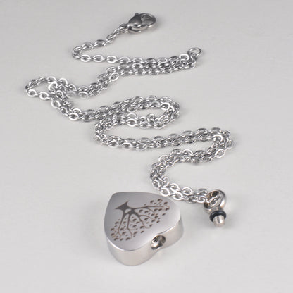 Life Tree Heart Cremation Urn Necklace Ash Jewelry Memorial Keepsake Pendant