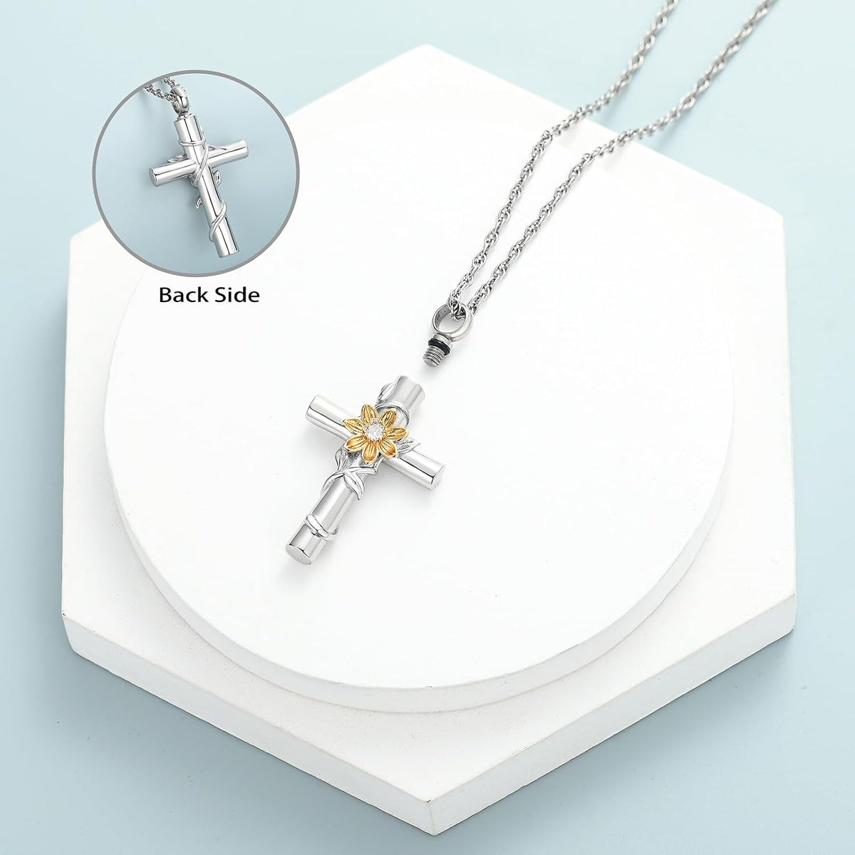 Sunflower Urn Necklaces for Ashes for Women Men Cremation Jewelry Memorial Human Ashes Pendant