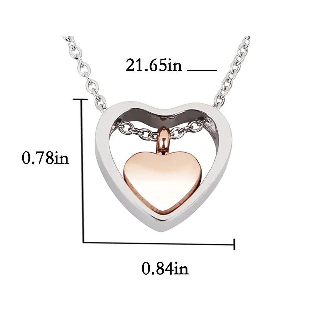 Cremation Jewelry Double Heart Ashes Necklace 4 Colors Ashes Pendant Keepsake Waterproof Ashes Holder Jewelry-Custom Engraving