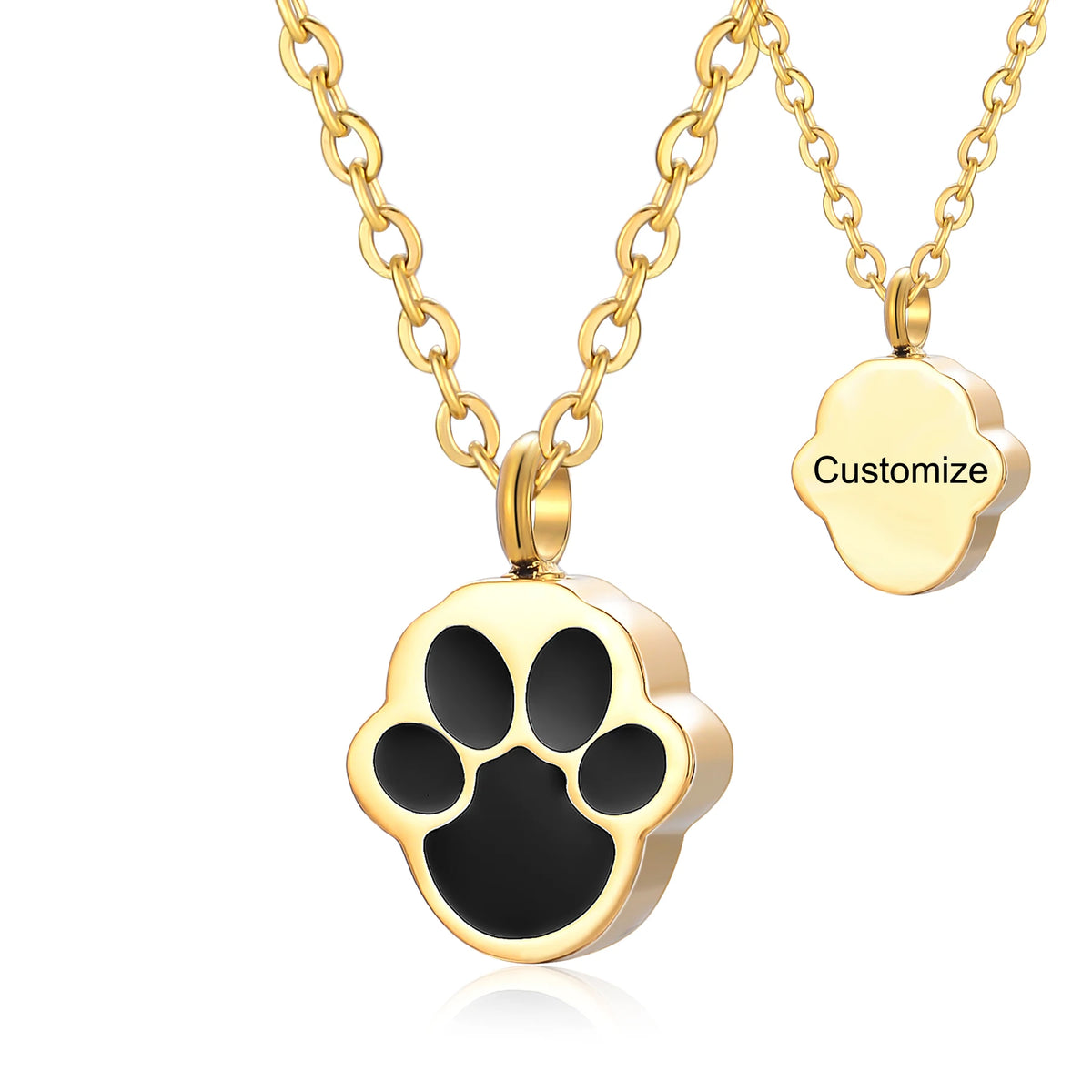 Stainless Steel 316L Pet Foot Rint Ash Urn Cremation Pendant Necklace Engravment