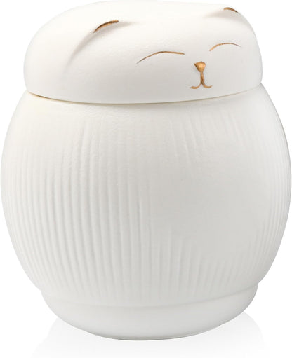Ceramic Cat Urn for Ashes - Pet Memorial Box with Secure Lid