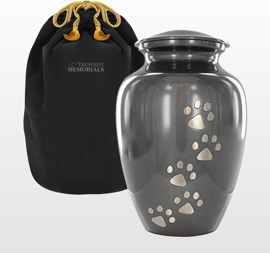 Pet Urn for Dogs and Cats Ashes, Paws Print Grey Cremation Urns for Pets - Grey, Large up to 122Lb