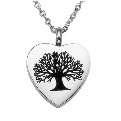 Life Tree Heart Cremation Urn Necklace Ash Jewelry Memorial Keepsake Pendant