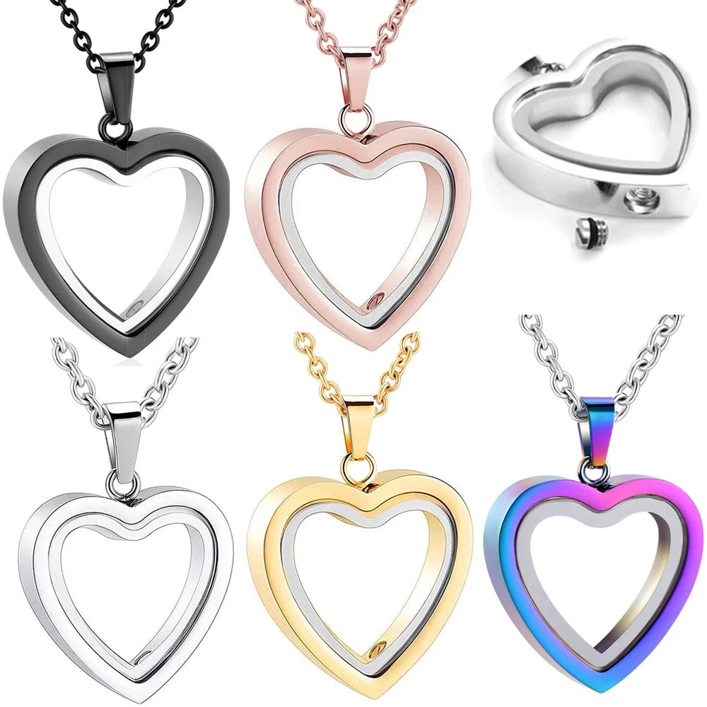 Glass Cremation Jewelry Necklace for Ashes Heart Memorial Lockets for Ashes Stainless Steel Keepsake Urn Ashes Pendants