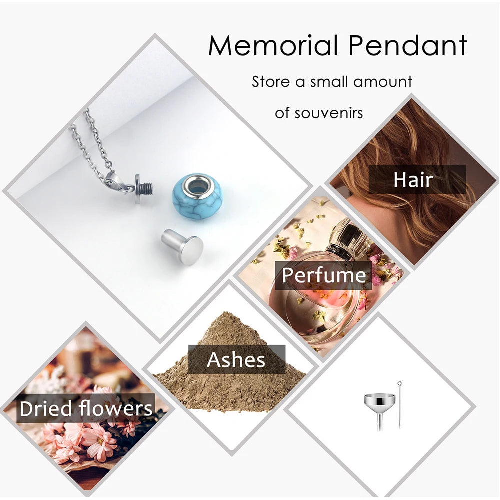 Blue round Infinity Urn Pendants Cremation Jewelry for Ashes Holder Memorial Keepsake Urn Necklace Cremation Ashes Jewelry