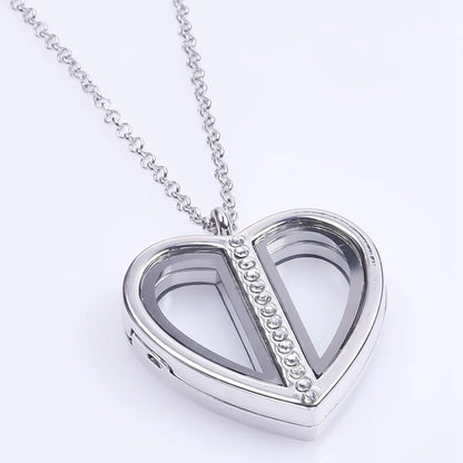 1Pc Trendy Sweet Love Glass Reliquary Photo Locket Pendant Necklaces Goth Heart Cremation Ashes Urn Relicario Collares Jewelry